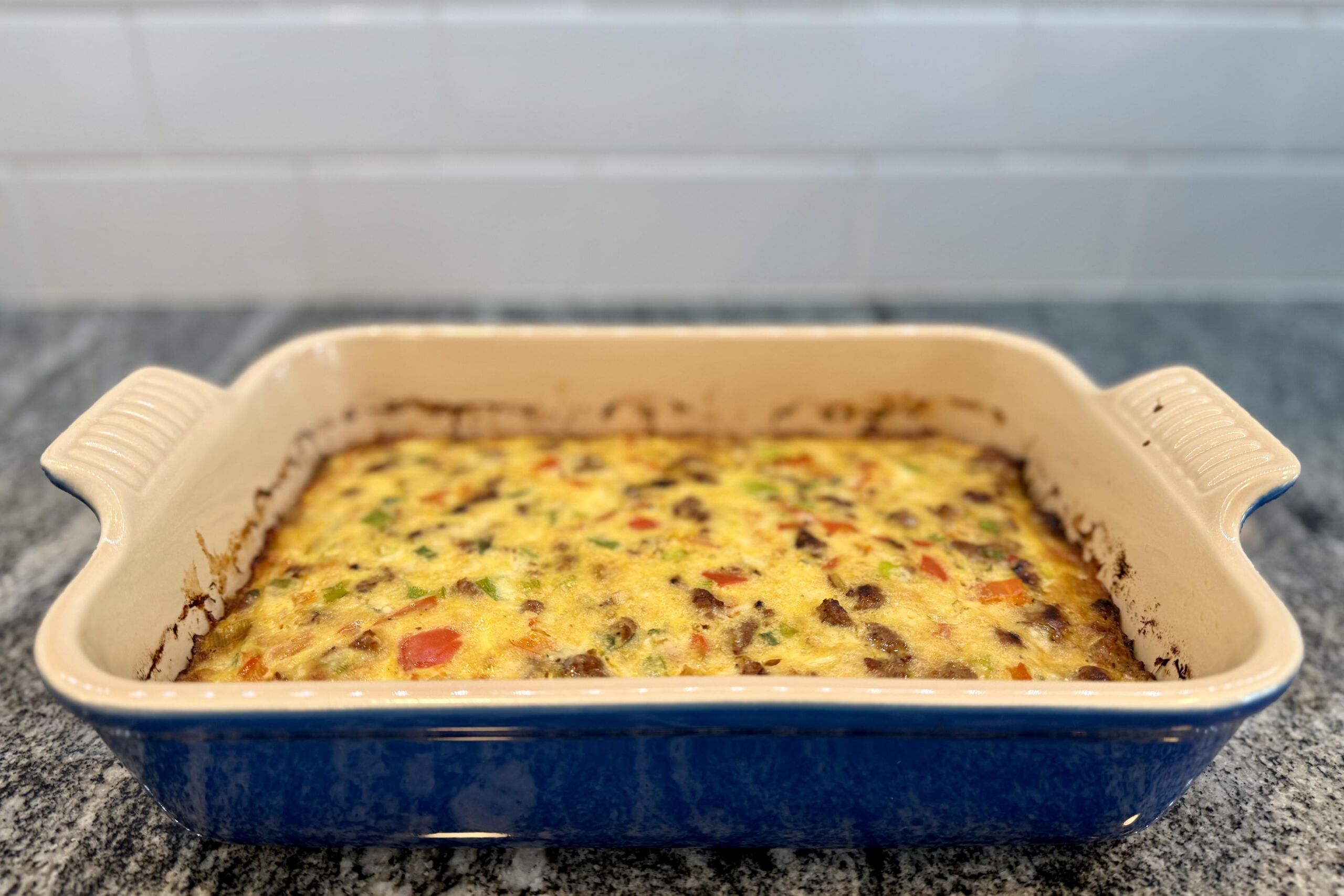 Sausage, Pepper and Cheddar Egg Casserole